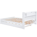 Queen Size Wood Storage Platform Bed with LED, 2 Drawers and 1 Twin Size Trundle