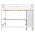 Full Size Loft Bed with Multifunction Shelves and Under-bed Desk, Gray