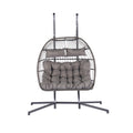 2 Person Outdoor Rattan Hanging Chair Patio Wicker Egg Chair