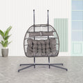 2 Person Outdoor Rattan Hanging Chair Patio Wicker Egg Chair