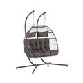 2 Person Outdoor Rattan Hanging Chair Patio Wicker Egg Chair