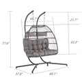 2 Person Outdoor Rattan Hanging Chair Patio Wicker Egg Chair