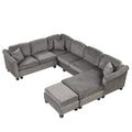 4pcs Velvet Sectional Sofa with Ottoman with Right Side Chaise