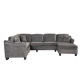 4pcs Velvet Sectional Sofa with Ottoman with Right Side Chaise