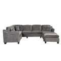 4pcs Velvet Sectional Sofa with Ottoman with Right Side Chaise