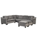 4pcs Velvet Sectional Sofa with Ottoman with Right Side Chaise