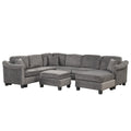 4pcs Velvet Sectional Sofa with Ottoman with Right Side Chaise