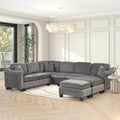 4pcs Velvet Sectional Sofa with Ottoman with Right Side Chaise