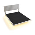 Queen Size Floating Upholstered Bed with Sensor Light and Headboard