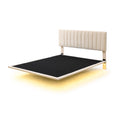 Queen Size Floating Upholstered Bed with Sensor Light and Headboard