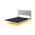 Queen Size Floating Upholstered Bed with Sensor Light and Headboard