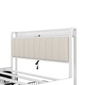 Queen Bed Frame with LED Headboard, Upholstered Bed with 4 Storage Drawers and USB Ports