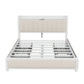 Queen Bed Frame with LED Headboard, Upholstered Bed with 4 Storage Drawers and USB Ports