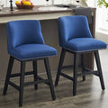 Set of 2,Upholstered Swivel Bar Stools  Modern Linen Fabric High Back Counter Stools with Nail Head Design and Wood Frame