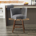 Set of 2 Upholstered Swivel Bar Stools, Modern Linen Fabric High Back Counter Stools with Nail Head Design and Wood Frame