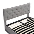 Queen Size Upholstered Bed with Hydraulic Storage System and LED Light, Modern Platform Bed with Button-tufted Design Headboard, Gray