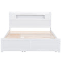 Queen Size Wood Storage Platform Bed with LED, 2 Drawers and 1 Twin Size Trundle