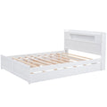 Queen Size Wood Storage Platform Bed with LED, 2 Drawers and 1 Twin Size Trundle