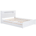 Queen Size Wood Storage Platform Bed with LED, 2 Drawers and 1 Twin Size Trundle