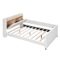 Full Size Upholstered Platform Bed with Guardrail, Storage Headboard and Footboard, Beige