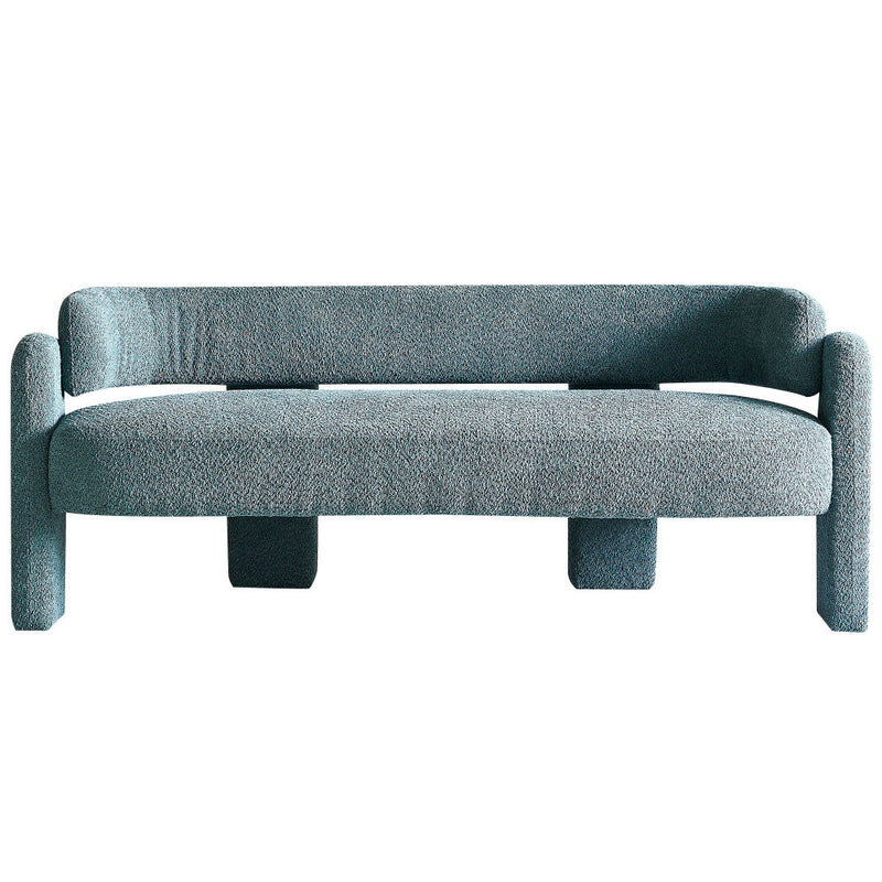 Wide Boucle Upholstery Modern Sofa for Living Room