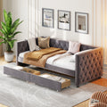 Daybed with drawers, modern velvet upholstered