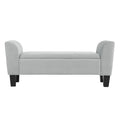 Gray Velvet Ottoman Bench with Storage