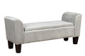 Gray Velvet Ottoman Bench with Storage