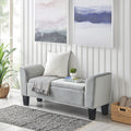 Gray Velvet Ottoman Bench with Storage